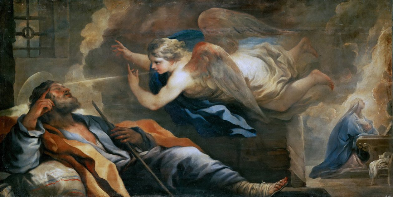 巴洛克：圣约瑟夫之梦，卢卡 (1632-1705)，约 1696 年。布面油画，97x187。 维也纳艺术史博物馆 作者 卢卡·乔丹奴（Luca Giordano）