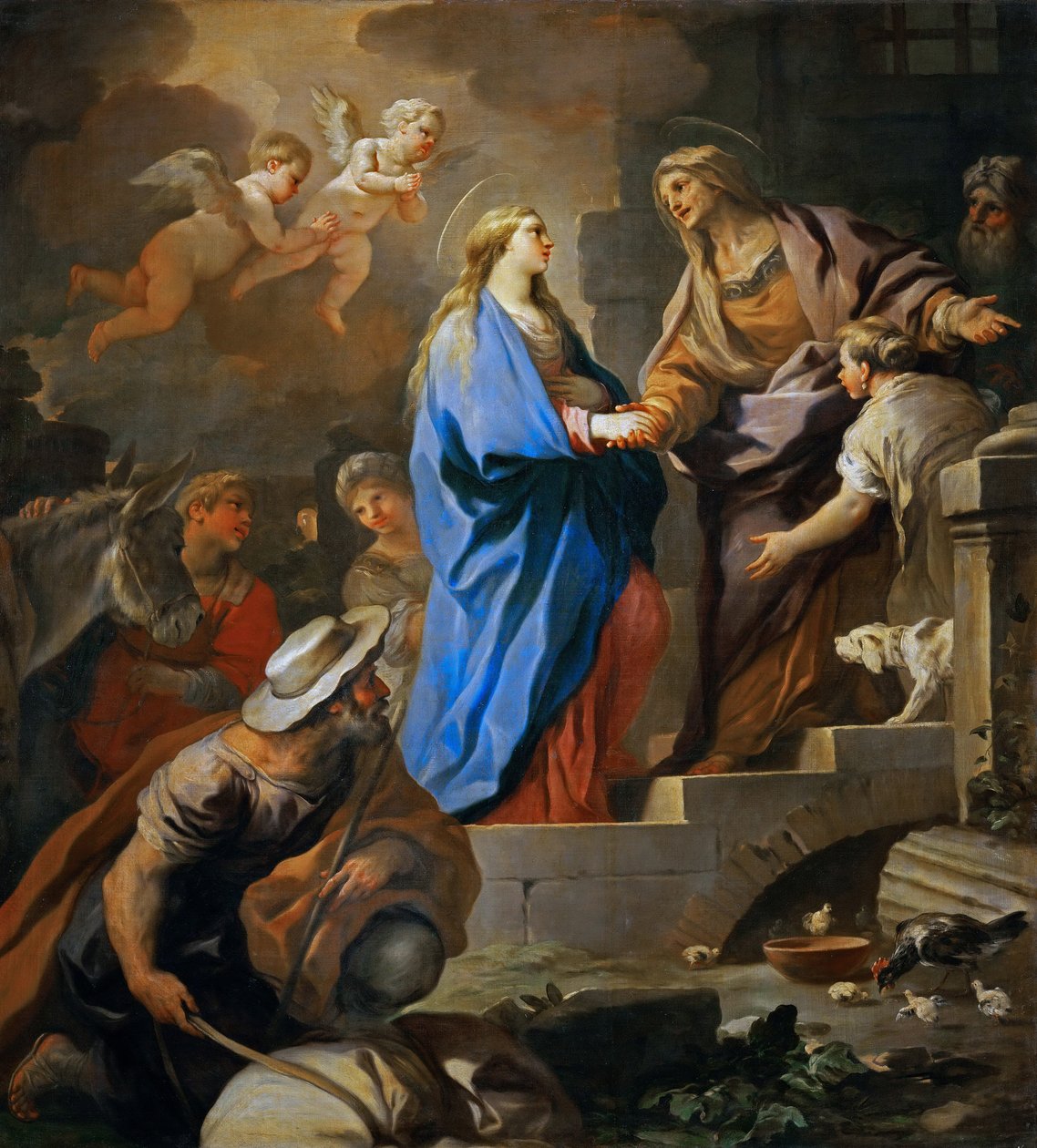 巴洛克风格:探访》由Giordano, Luca (1632-1705)创作，约1696年。布面油画，206x187。艺术史博物馆，维埃纳 作者 卢卡·乔丹奴（Luca Giordano）