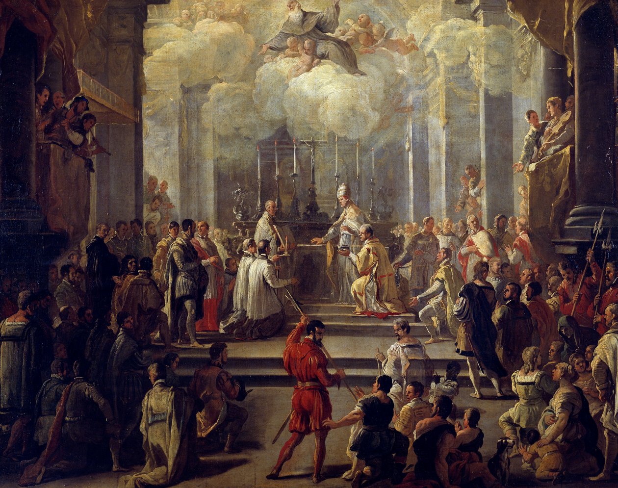 牧师的奉献，由Luca Giordano（1634-1705）创作，布面油画 作者 卢卡·乔丹奴（Luca Giordano）