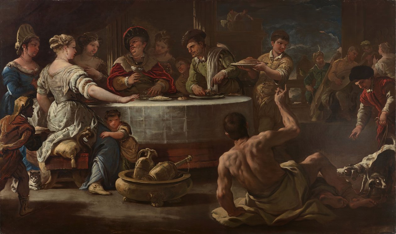 Dives和Lazarus，1680年。 作者 卢卡·乔丹奴（Luca Giordano）