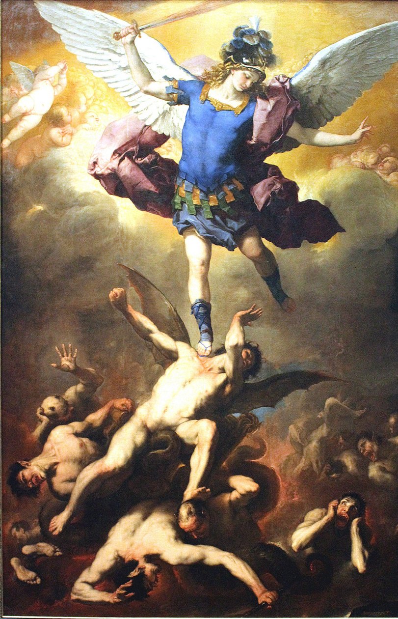 大天使米迦勒推翻叛教天使 作者 卢卡·乔丹奴（Luca Giordano）