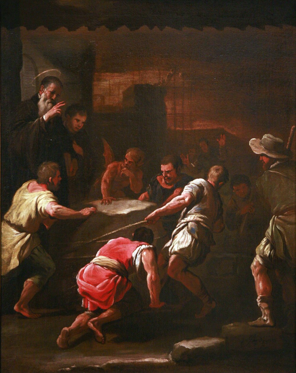 法语  Un miracle de saint Benoît 圣本笃的奇迹 作者 卢卡·乔丹奴（Luca Giordano）