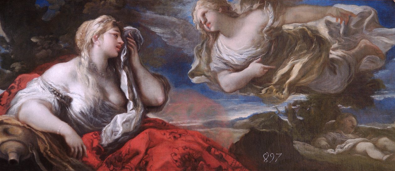 沙漠中的夏甲和以实玛利，约 1696 年（布面油画） 作者 卢卡·乔丹奴（Luca Giordano）