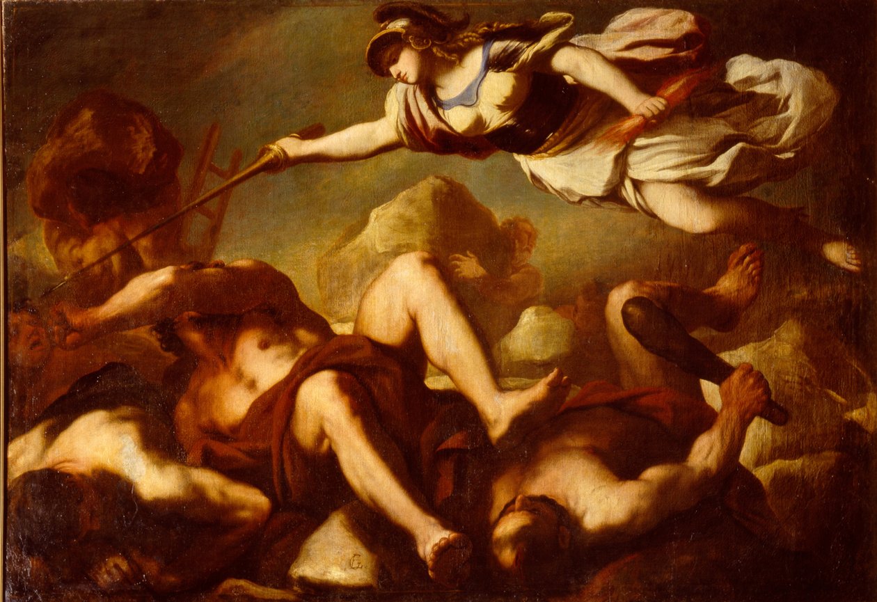 密涅瓦（Minerva）在与Gigantes的战斗中 作者 卢卡·乔丹奴（Luca Giordano）
