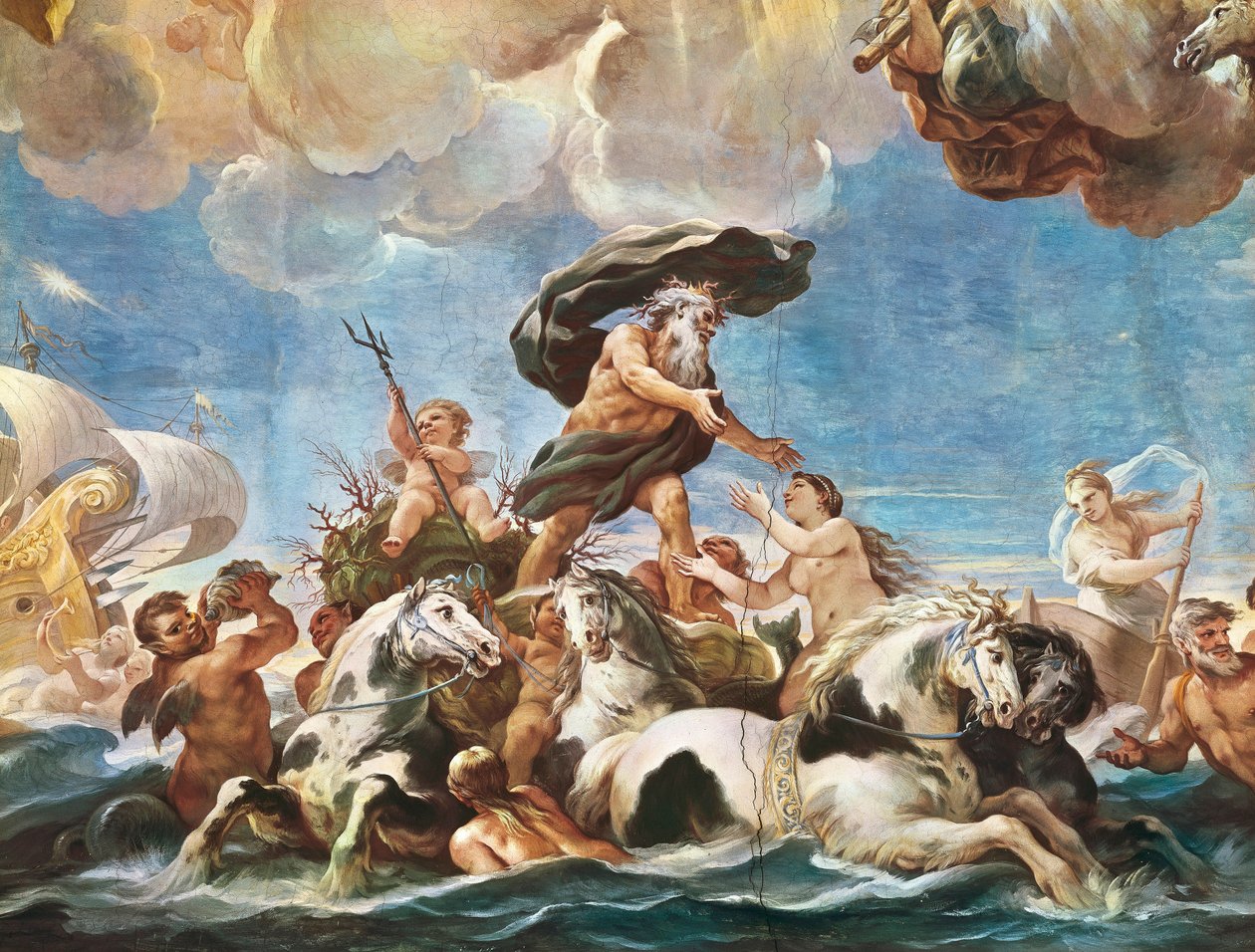 海王星，细节（壁画） 作者 卢卡·乔丹奴（Luca Giordano）