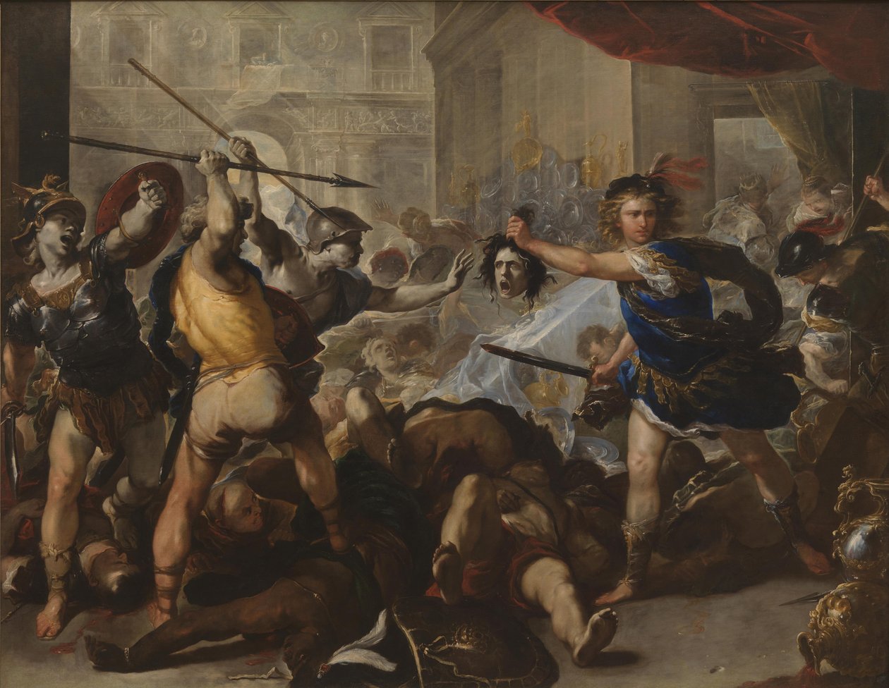 珀尔修斯（Perseus）将飞哥和他的追随者转向石，1680年代初期 作者 卢卡·乔丹奴（Luca Giordano）