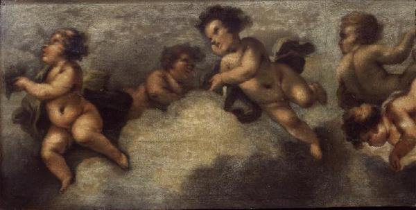 普提在玩耍（布面纸）（左侧细节）（另见67091-94）。 作者 卢卡·乔丹奴（Luca Giordano）