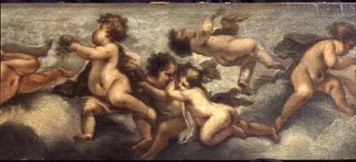 普提在玩耍（布面纸）（右侧细节）（另见67091-93）。 作者 卢卡·乔丹奴（Luca Giordano）