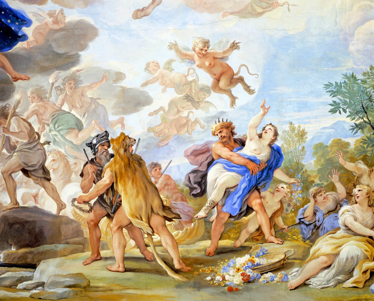 强奸普罗瑟皮娜》，卢卡-乔尔达诺（1634-1705 年）镜廊壁画的细节，佛罗伦萨美第奇里卡尔迪宫壁画 作者 卢卡·乔丹奴（Luca Giordano）