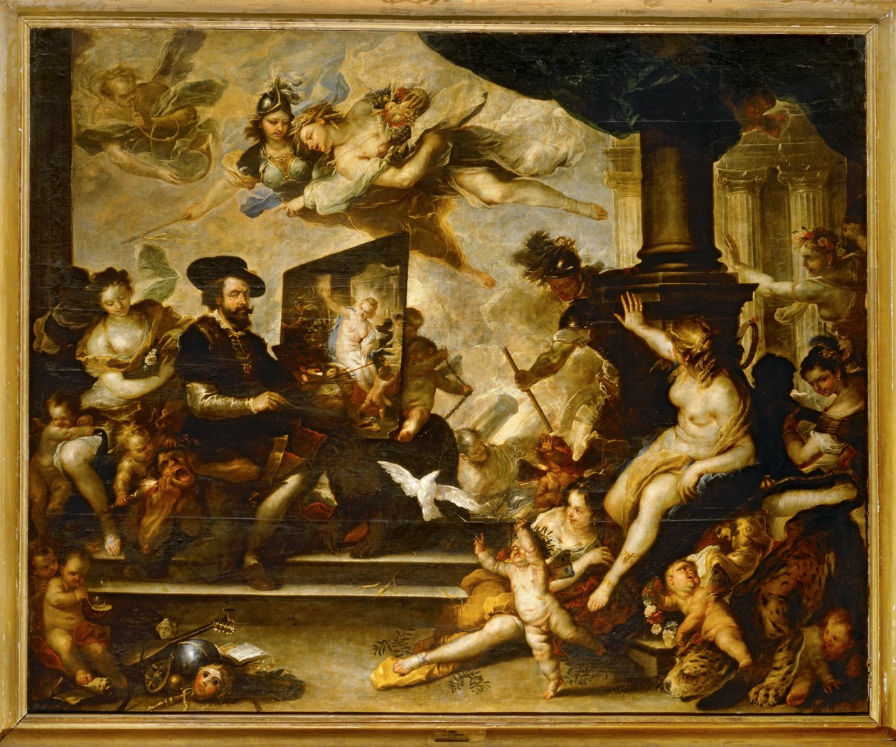鲁本斯正在作画：和平的寓言......（布面油画） 作者 卢卡·乔丹奴（Luca Giordano）