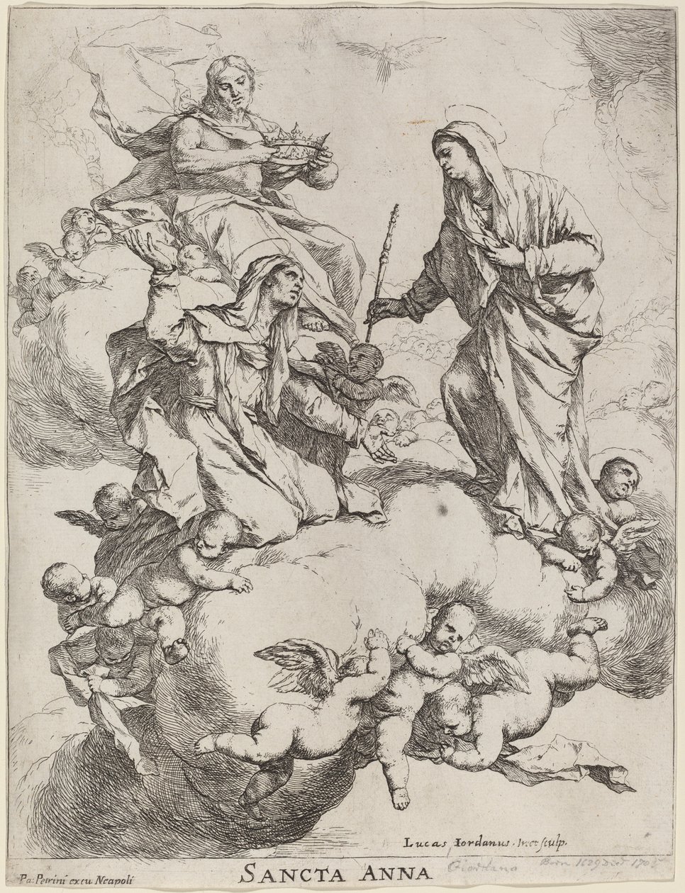 圣安妮被圣母和基督接走 作者 卢卡·乔丹奴（Luca Giordano）
