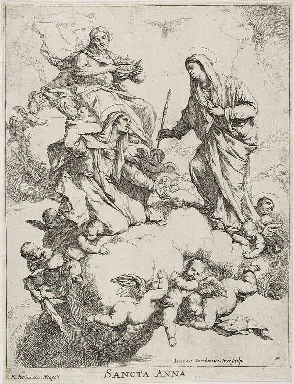 基督和圣母在天堂迎接圣安妮 作者 卢卡·乔丹奴（Luca Giordano）