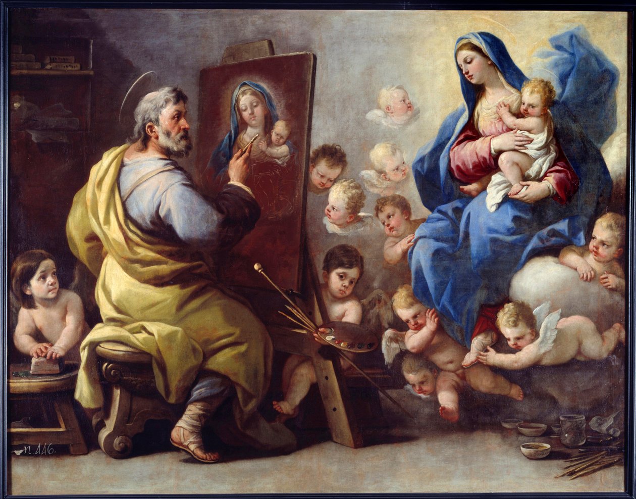 Saint Luke painting the Virgin Painting by Luca Giordano (Fa Pesto) (1632-1705) 17th century Brest, Museum of Fine Arts 作者 卢卡·乔丹奴（Luca Giordano）