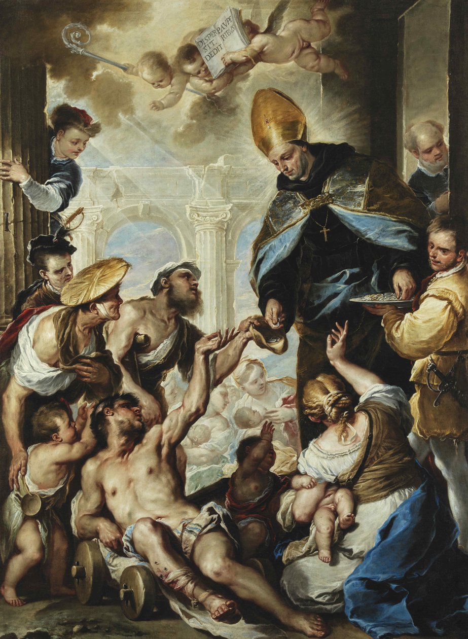 维拉诺瓦的圣托马斯向穷人施舍，约1658年。 作者 卢卡·乔丹奴（Luca Giordano）