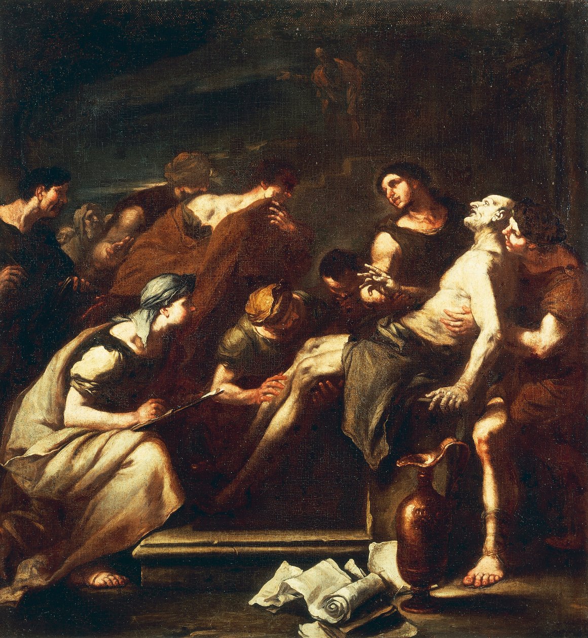 塞内加之死，卢卡-乔达诺，布面油画 作者 卢卡·乔丹奴（Luca Giordano）
