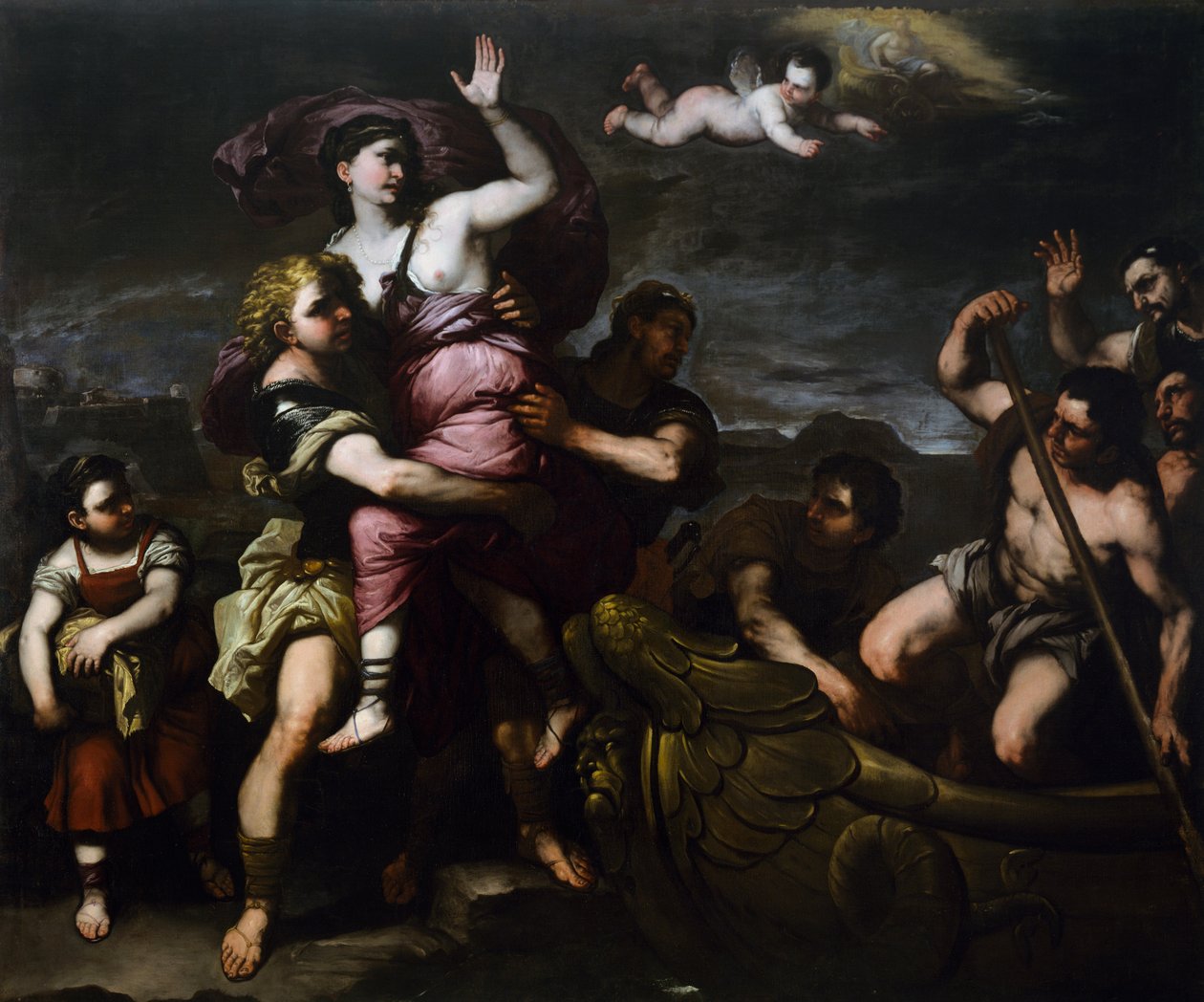 海伦的强奸》，约1665年，由Luca Giordano（1632-1705）创作，布面油画，254x310厘米，意大利 作者 卢卡·乔丹奴（Luca Giordano）
