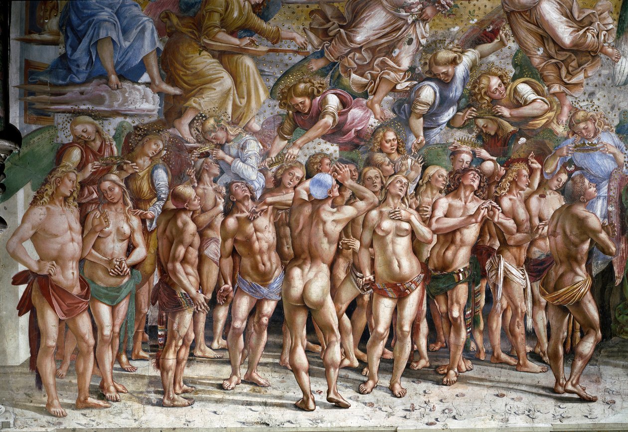 The last judgment: the elected. Detail (fresco 作者 卢卡·西诺雷利（Luca Signorelli）