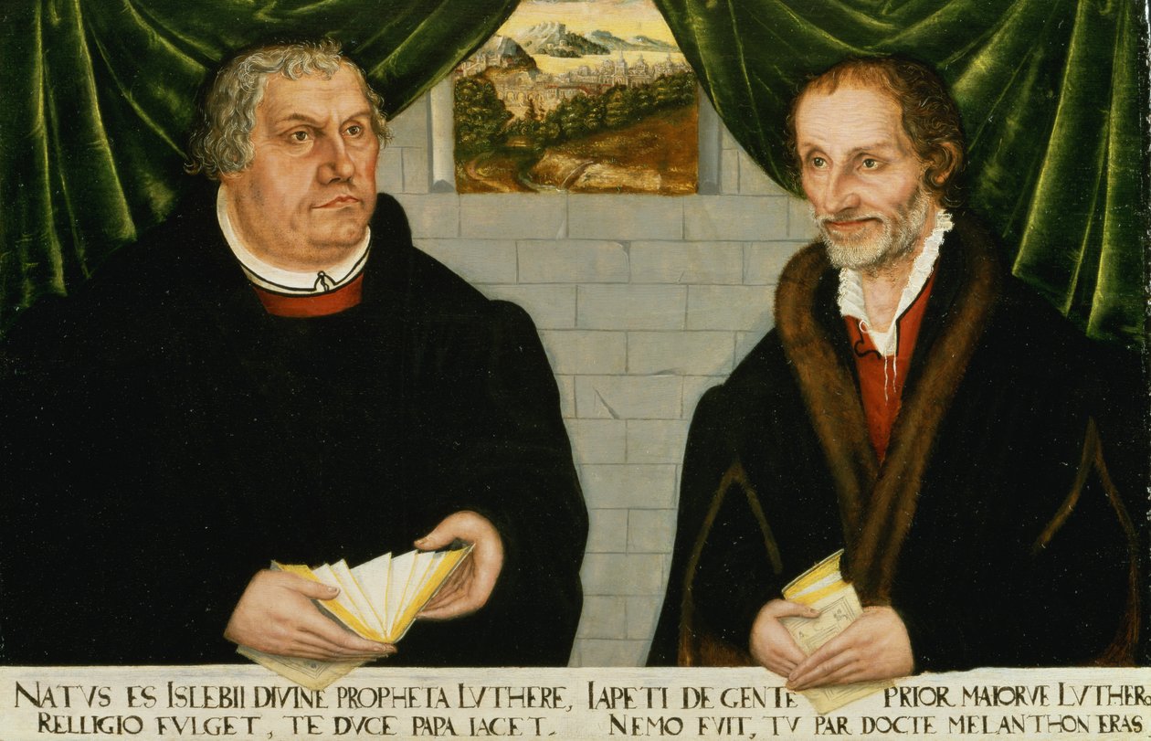 Martin Luther（1483-1546）和Philip Melanchthon（1497-1560）的双重肖像 作者 卢卡斯·克拉纳赫（Lucas Cranach）