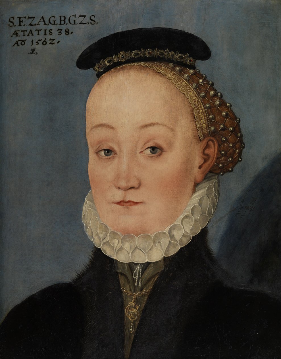Lucretia Baroness von Berlepsch的肖像，b。来自施莱尼茨 作者 卢卡斯·克拉纳赫（Lucas Cranach）