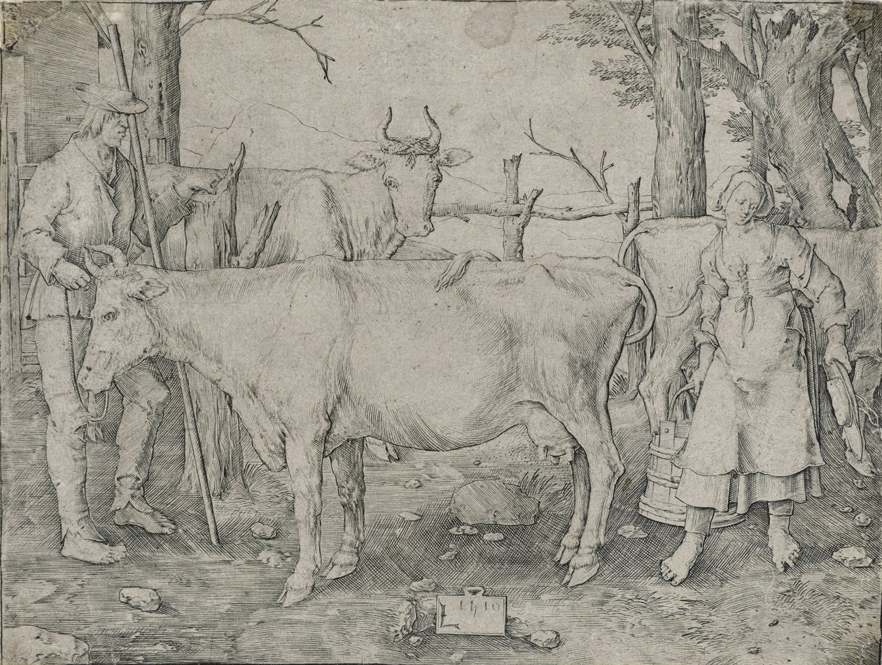 挤奶女工，1510年 作者 卢卡斯·范·莱登