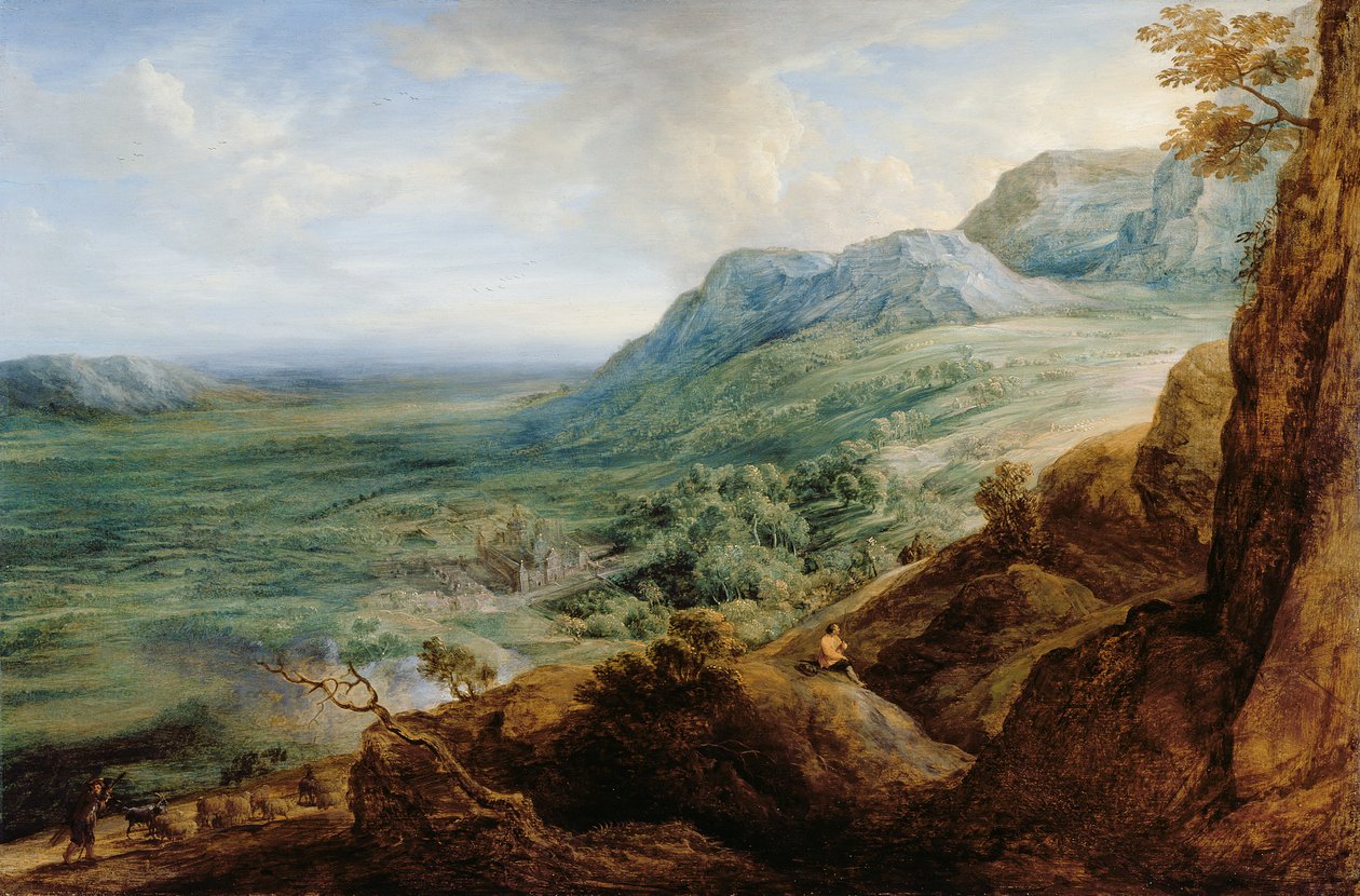 埃斯科里亚尔（Escorial），来自瓜达拉马山脉（Guadarrama Mountains）的山麓小丘 作者 卢卡斯·范·乌登（Lucas van Uden）