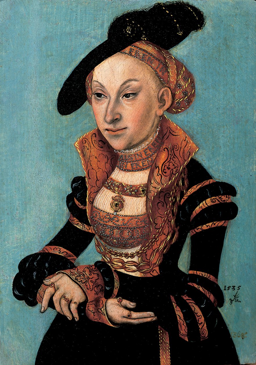 萨克森女星西比勒·冯·克利夫的肖像，1535年 作者 卢卡斯·克拉纳赫
