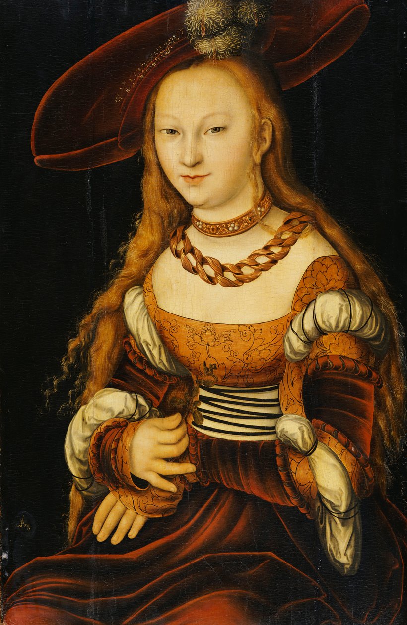 一位年轻女士的画像，约1350年 作者 卢卡斯·克拉纳赫