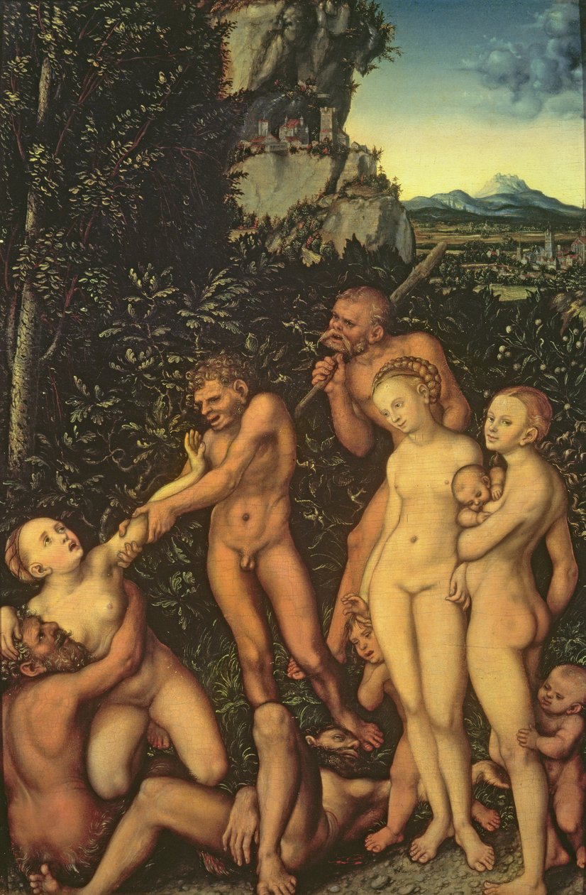 嫉妒的果实，1530（木头上的油） 作者 卢卡斯·克拉纳赫