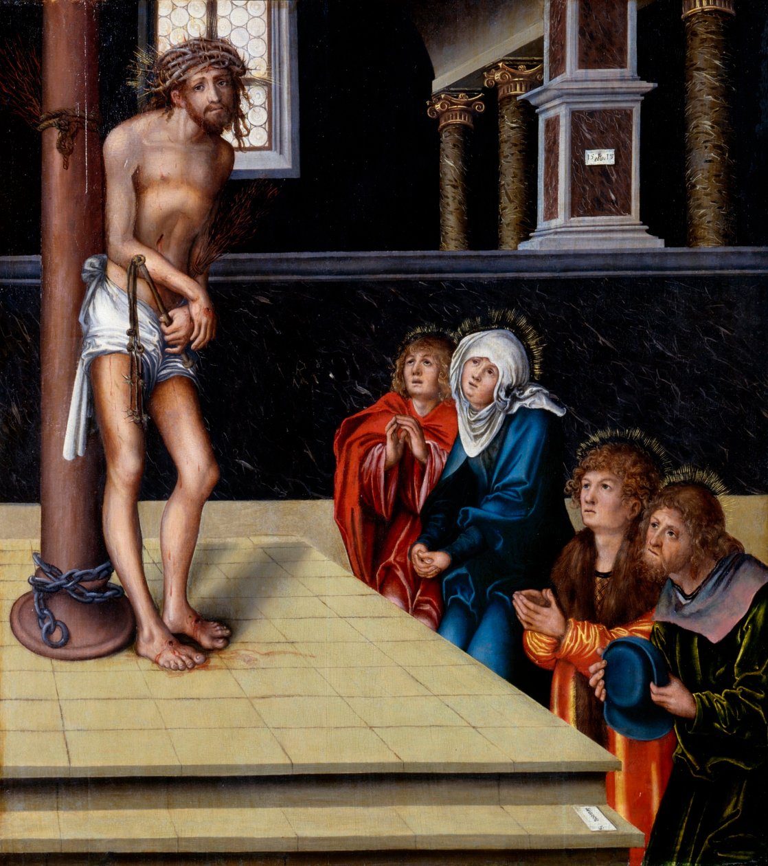 德语：Christus als Schmerzensmann an der Geißelsäule 耶稣是忧伤的人 作者 卢卡斯·克拉纳赫