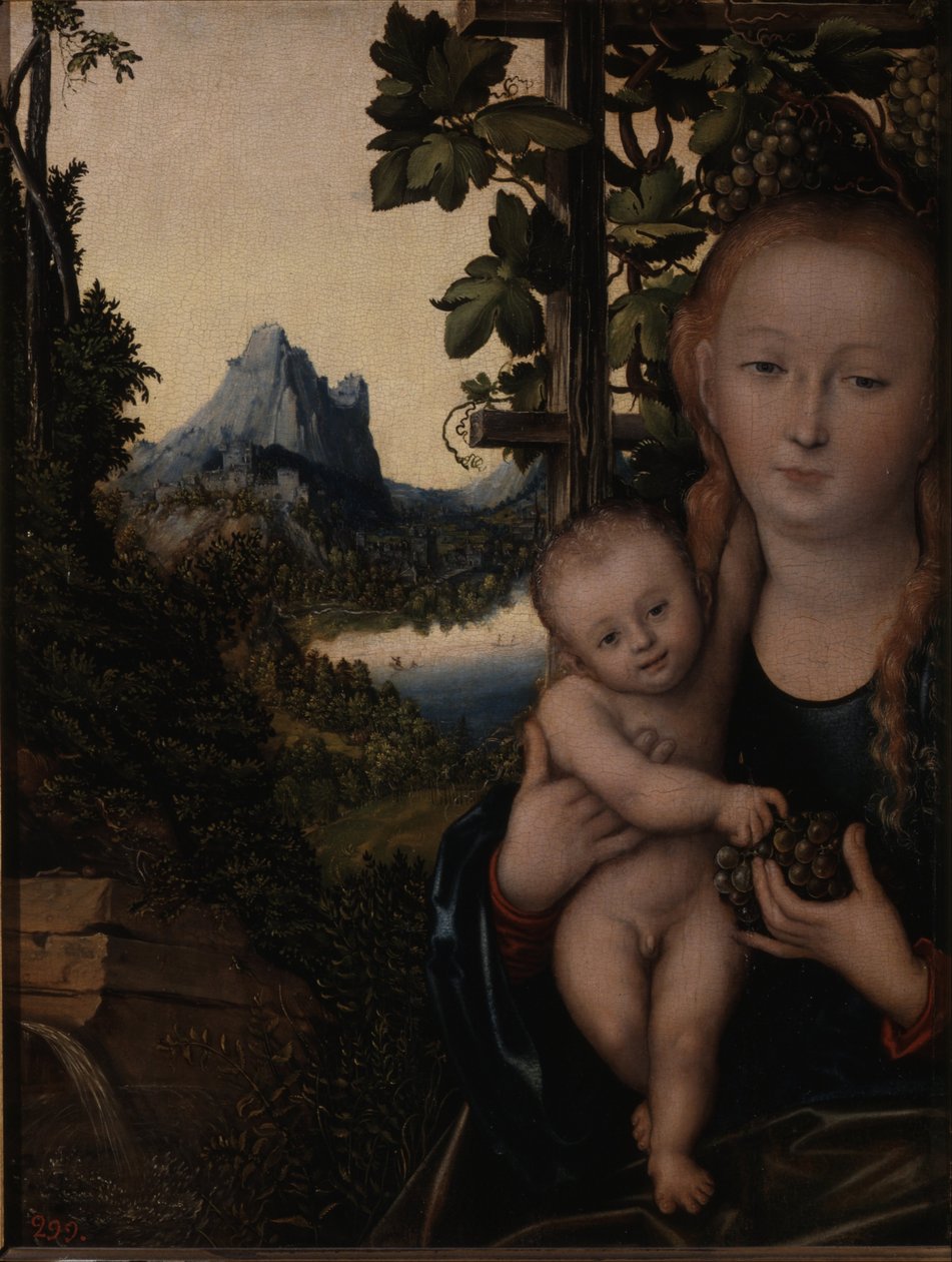 德语：Die Madonna vor der Weinlaube 葡萄架下的圣母 作者 卢卡斯·克拉纳赫