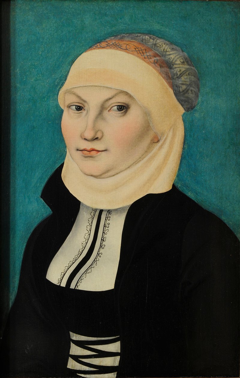 德语: Katharina von Bora als Brustbildbnis nach links 波拉的卡塔琳娜，半身像，面向左侧 作者 卢卡斯·克拉纳赫