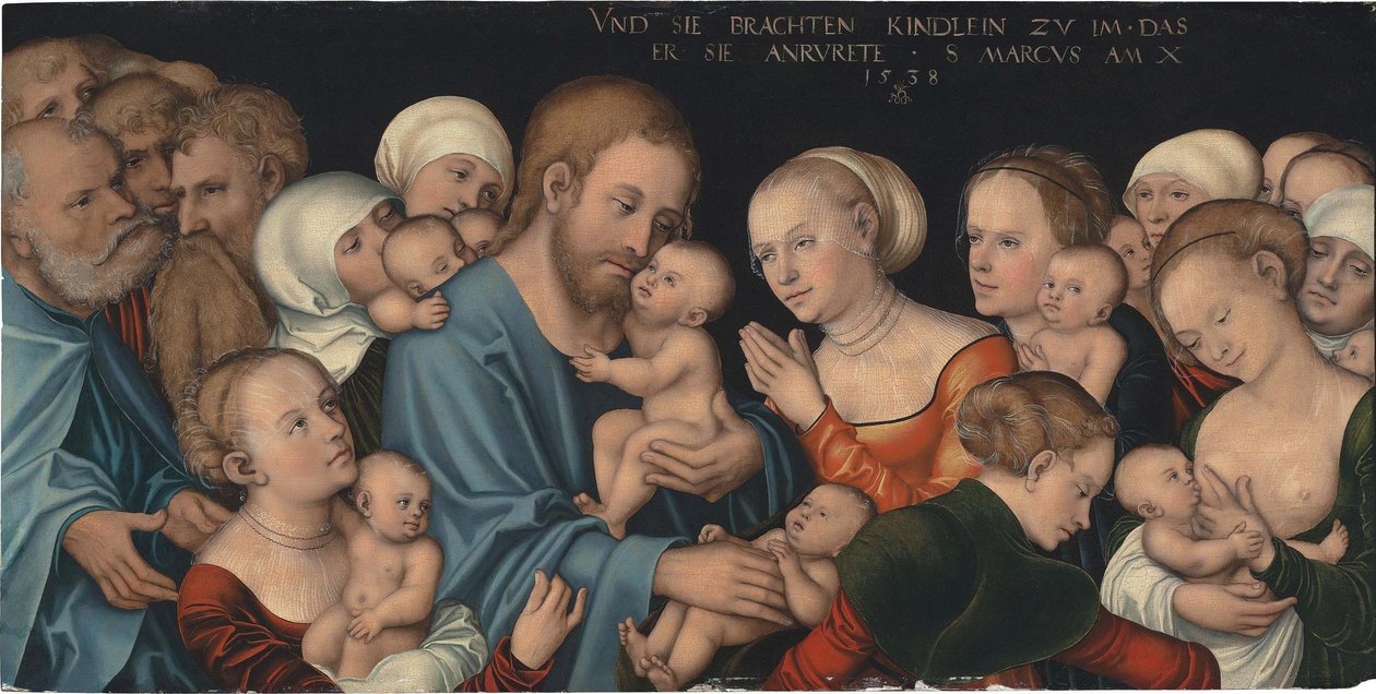 德语: Lasset die Kindlein zu mir kommen (Christus segnet die Kinder) Suffer the Little Children to Come unto Me (Christ blessing the Children) 作者 卢卡斯·克拉纳赫