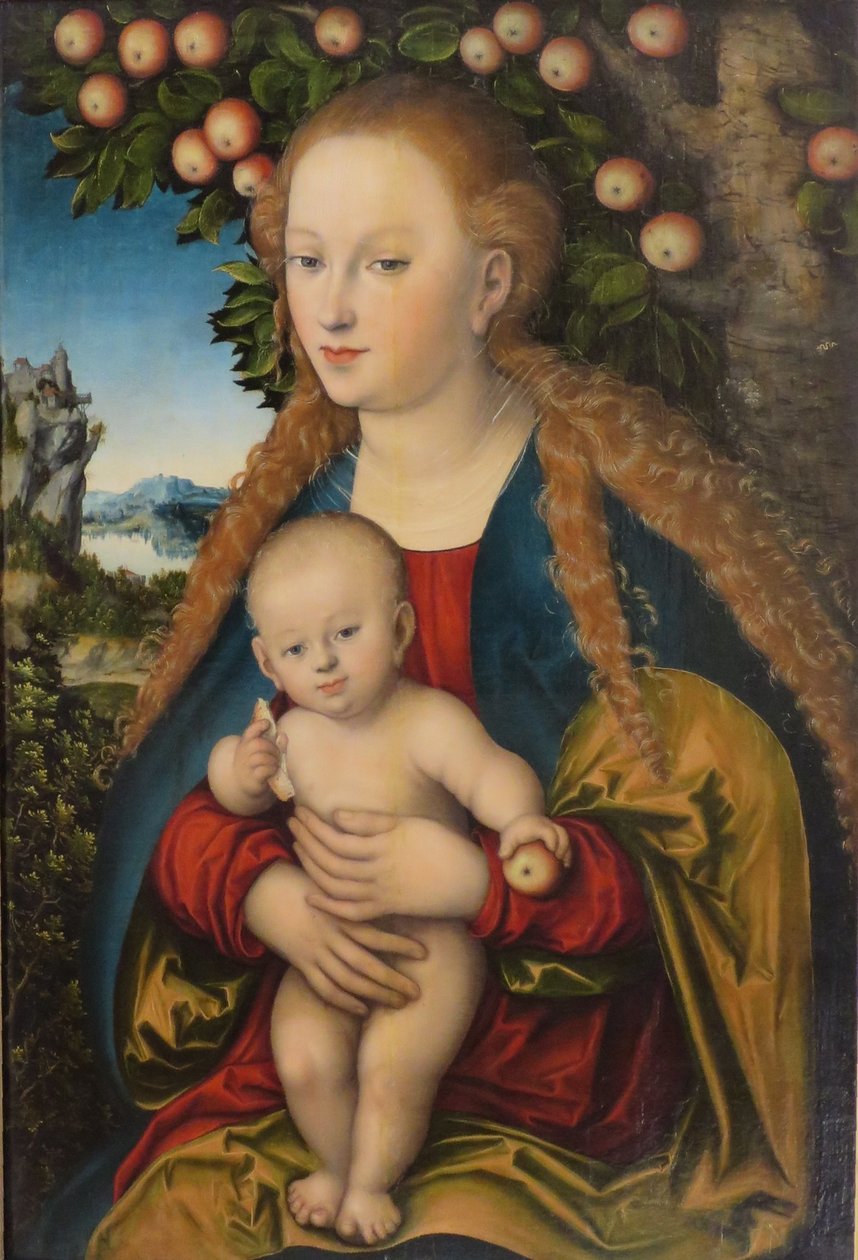 德语：Madonna und Kind unter dem Apfelbaum 苹果树下的圣母和圣婴/苹果树下的圣母和圣婴 作者 卢卡斯·克拉纳赫