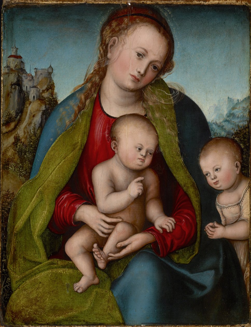 德语：Maria mit dem Kinde und dem anbetenden Johannesknaben 圣母与施洗者圣约翰爱慕的圣婴（男孩 作者 卢卡斯·克拉纳赫
