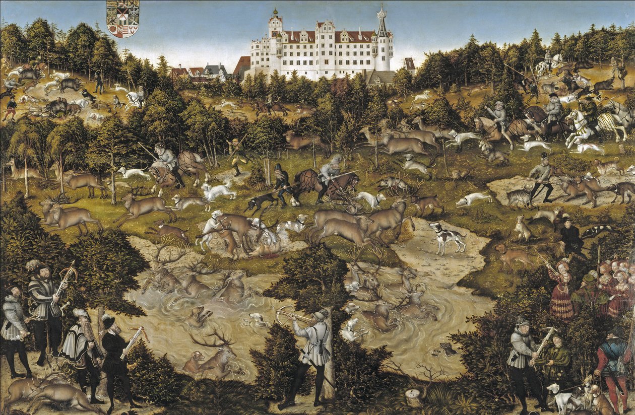 在托尔高城堡（Torgau Castle）追捕以纪念皇帝查理五世（Charles V） 作者 卢卡斯·克拉纳赫
