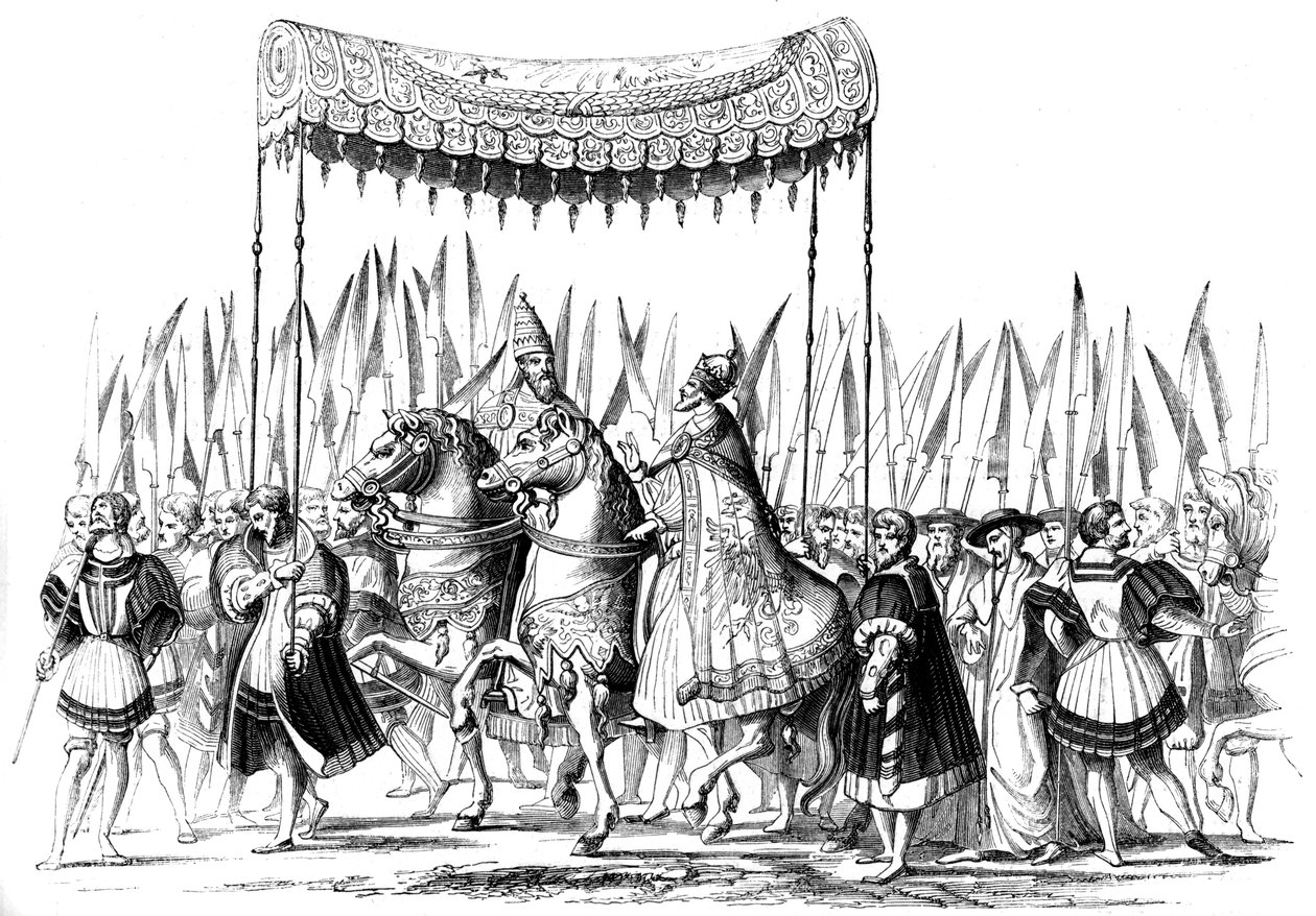 帝国游行，1529-1530 1849。 作者 卢卡斯·克拉纳赫
