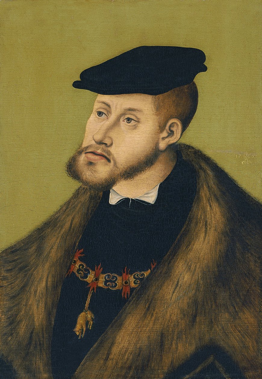 皇帝的肖像查理五世（1500-1558），1533年 作者 卢卡斯·克拉纳赫