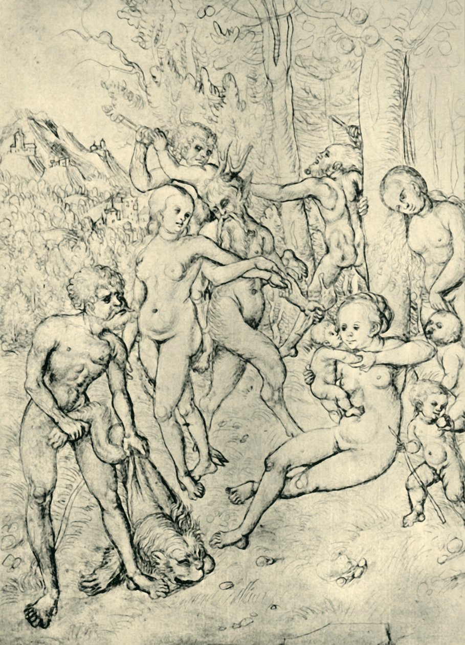 色情狂和若虫，1520-1530年，1943年。 作者 卢卡斯·克拉纳赫