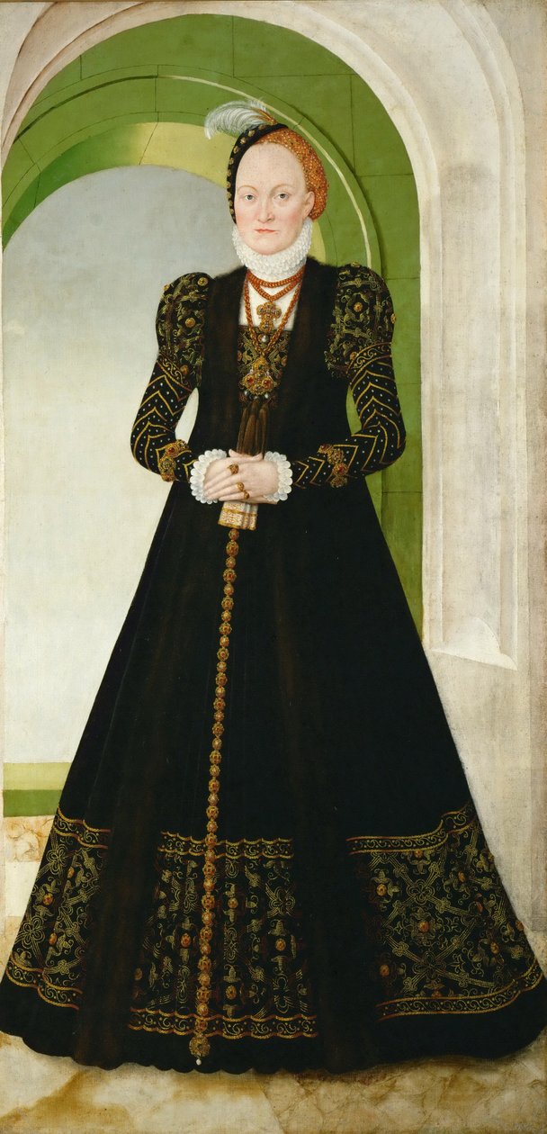 丹麦的安妮（1532-1585），萨克森州的女星，1565年后 作者 卢卡斯·克拉纳赫（Lucas Cranach）