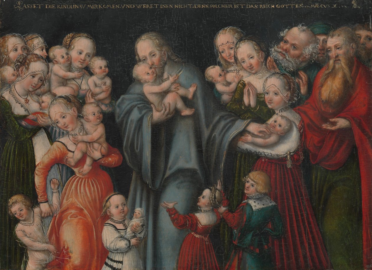 基督祝福儿童，约。 1545-50。 作者 卢卡斯·克拉纳赫（Lucas Cranach）