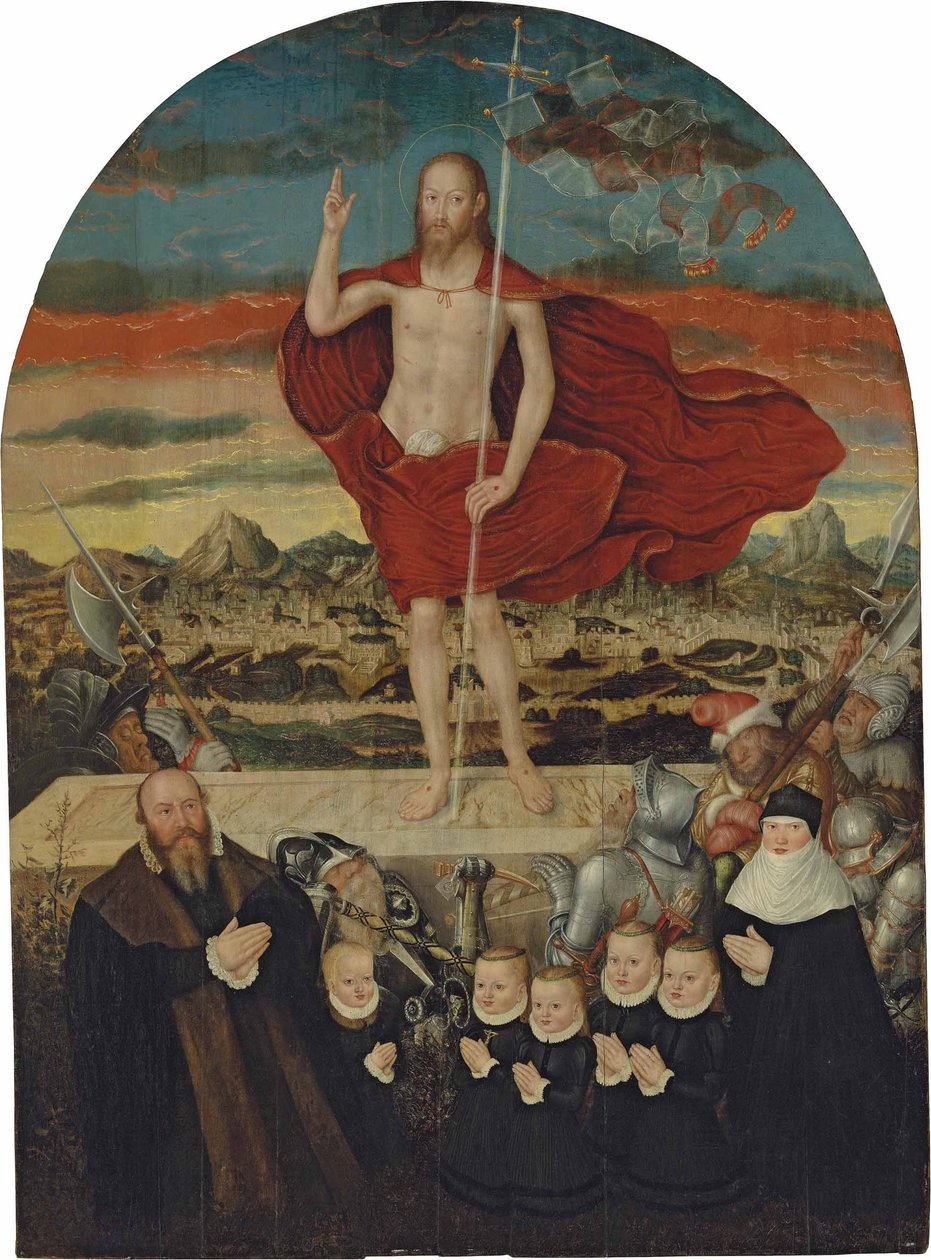 复活的基督与捐赠家庭 作者 卢卡斯·克拉纳赫（Lucas Cranach）