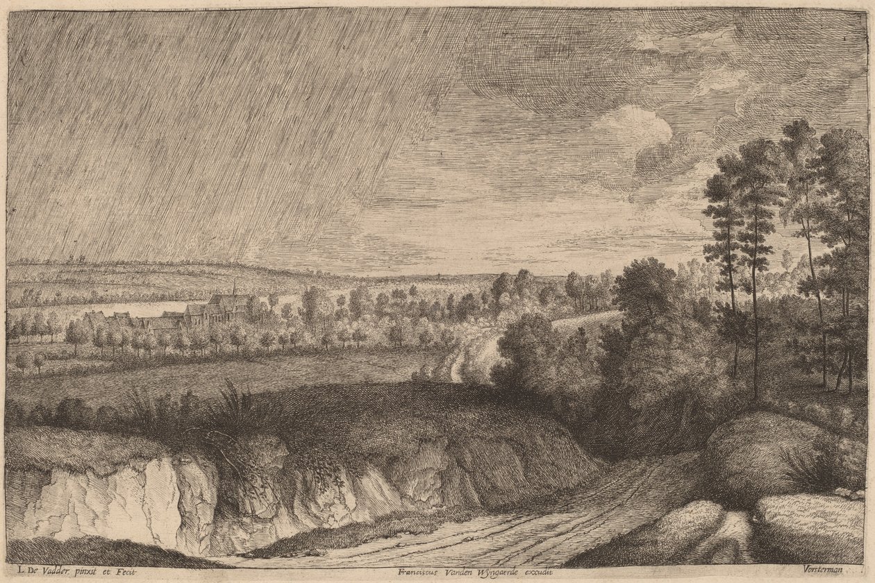 雨中的风景 作者 卢卡斯·埃米尔·沃斯特曼 (Lucas Emil Vosterman)，以 Lodewijk de Vadder 为原型