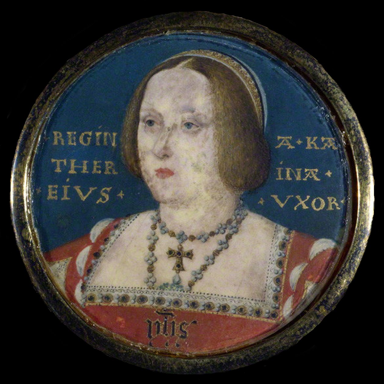 阿拉贡女王凯瑟琳肖像1485-1536，c。 1525 作者 卢卡斯·霍伦鲍特（Lucas Horenbout）或霍恩博特（Hornebault）