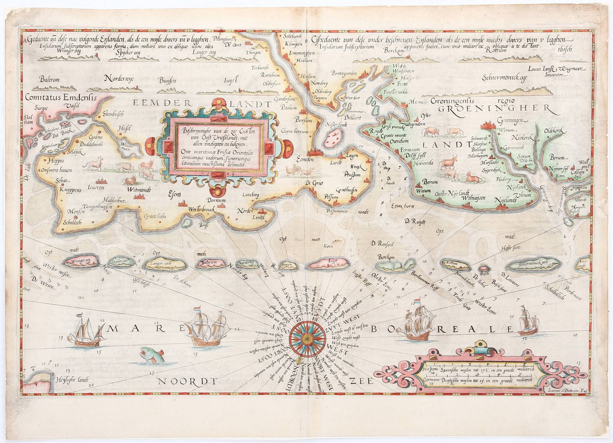 瓦格纳尔绘制的 1584 年东弗里斯兰地图 作者 卢卡斯·詹森·瓦格纳尔
