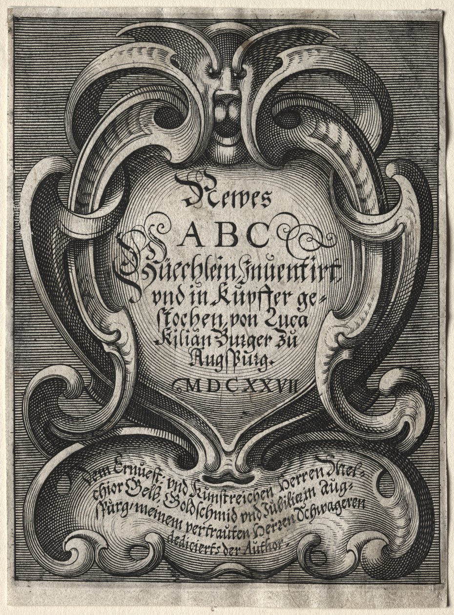 新ABC小册子，1627年。 作者 卢卡斯·基利安（Lucas Kilian）
