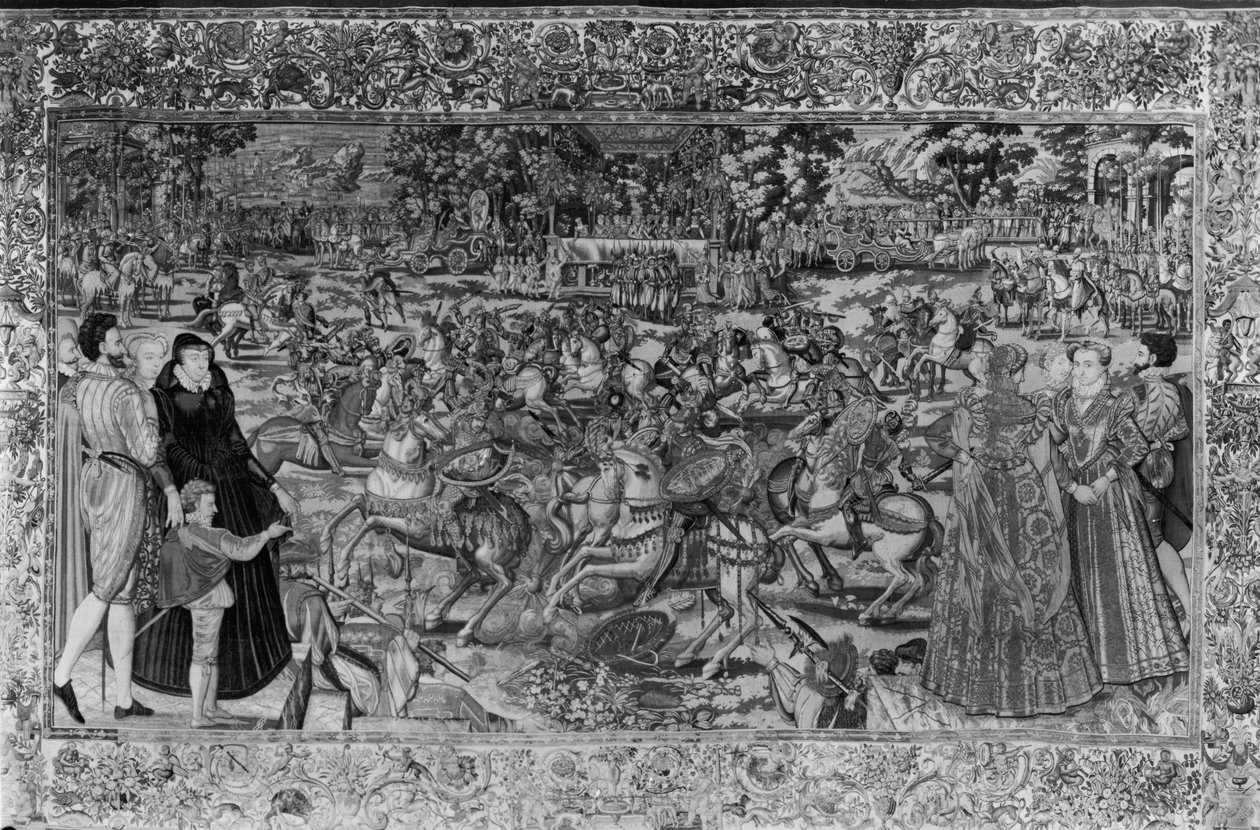 比赛，布鲁塞尔研讨会，c.1582-85（挂毯）详见173760） 作者 卢卡斯·德·赫尔