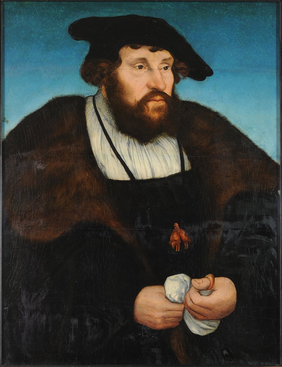 Christian II de Danemark, Norvege et Suede - 丹麦国王克里斯蒂安二世 (1481-1559) 的肖像，由老卢卡斯 (1472-1553) 创作。 木上油，约 1523-1530。 尺寸：54.6x41.5cm。 莱比锡美术博物馆 作者 老卢卡斯·克拉纳赫