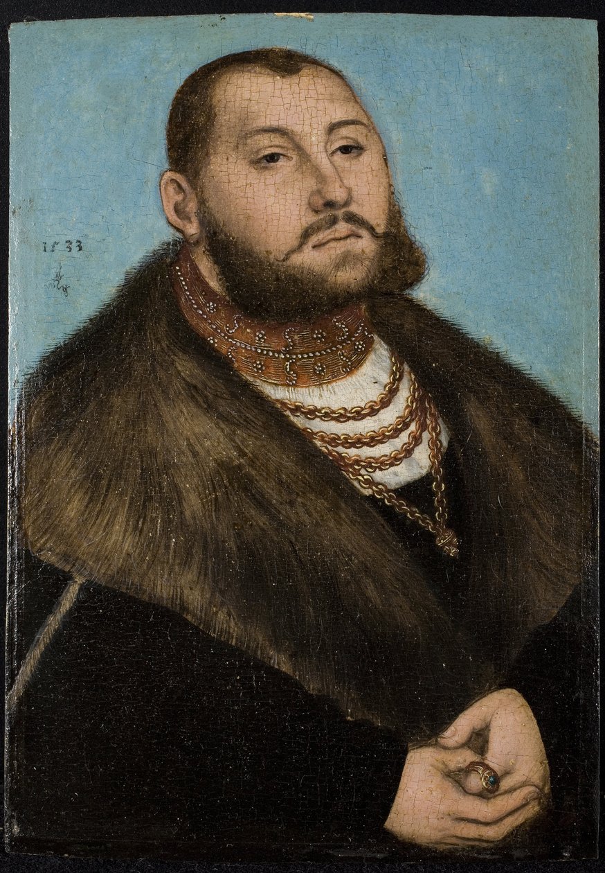 Jean-Frederic (Jean Frederic) Ier de Saxe dit le Magnanime- 萨克森选帝侯约翰-腓特烈一世（1503-1554 年） - Cranach, Lucas, the Elder (1472-1553) - 1533 - 木板油画 - 20x14 - 马德里普拉多博物馆 作者 老卢卡斯·克拉纳赫