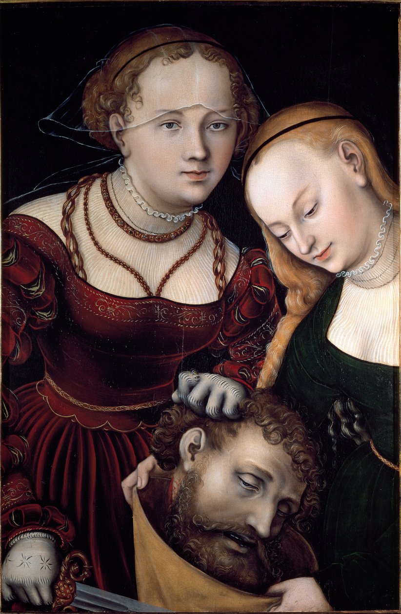 朱迪思与女仆和何洛芬的头 卢卡斯·克拉纳赫 (Lucas Cranach the Elder) (1472-1553) 1530 年太阳。 77x52,5 cm 维也纳，艺术史博物馆 - 朱迪思与荷罗孚尼的头像和一名仆人。 木板油彩 77 x 52.5 厘米 作者 老卢卡斯·克拉纳赫