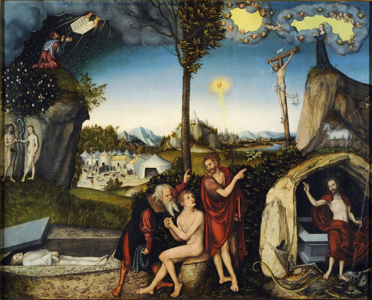 La loi et la grace - 法律与恩典 - 老卢卡斯-克拉纳赫（1472-1553 年） - 1529 - 画板上的钢笔画 - 72x88.5 - 布拉格国家美术馆 作者 老卢卡斯·克拉纳赫